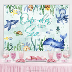 Lofaris Oneder The Sea Shark Whale Happy Birthday Backdrop