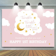 Lofaris Onederful Happy 1st Birthday Pink Backdrop for Girls