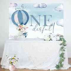 Lofaris Onederful Hot Air Balloon Lamb 1st Birthday Backdrop