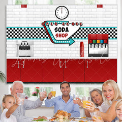 Lofaris Open 24 Hrs Soda Shop Backdrop For Party Decoration