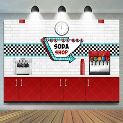 Lofaris Open 24 Hrs Soda Shop Backdrop For Party Decoration