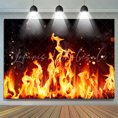 Lofaris Orange Flames With Sparkles In Black Background