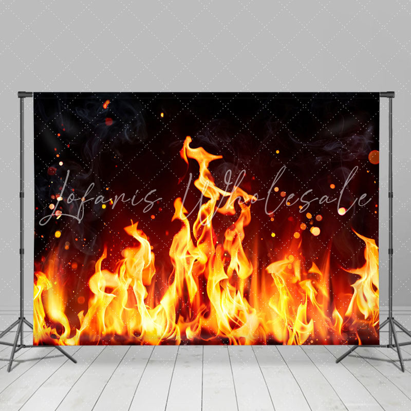 Lofaris Orange Flames With Sparkles In Black Background