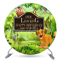 Lofaris Our Forest Lion Happy Birthday Round Backdrop Kit