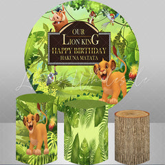 Lofaris Our Forest Lion Happy Birthday Round Backdrop Kit