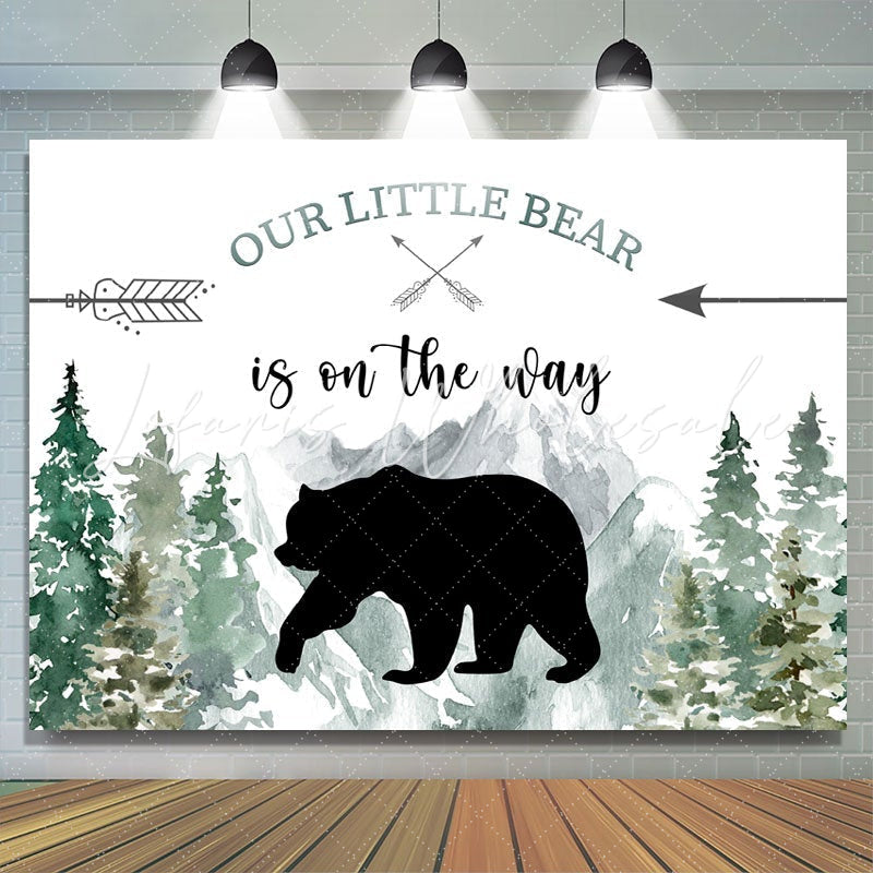 Lofaris Our Litter Bear Is on the Way Baby Shower Backdrop