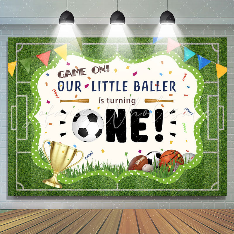 Lofaris Our Little Baller Is Turning One Birthday Backdrop