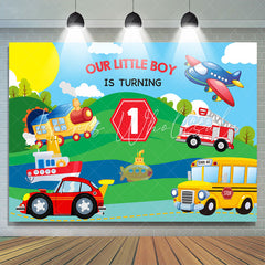 Lofaris Our Little Boy Is Turning 1st Happy Birthday Backdrop