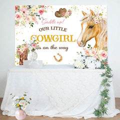 Lofaris Our Little Cowgirl Floral Horse Baby Shower Backdrop