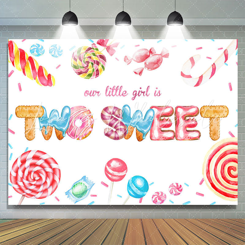 Lofaris Our Little Girl Is 2 Sweet Candyland Birthday Backdrop