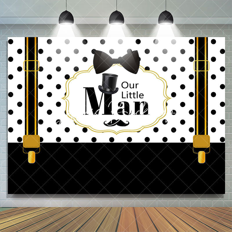 Lofaris Our Little Man Black White Strap Baby Shower Backdrop