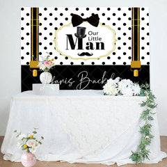 Lofaris Our Little Man Black White Strap Baby Shower Backdrop