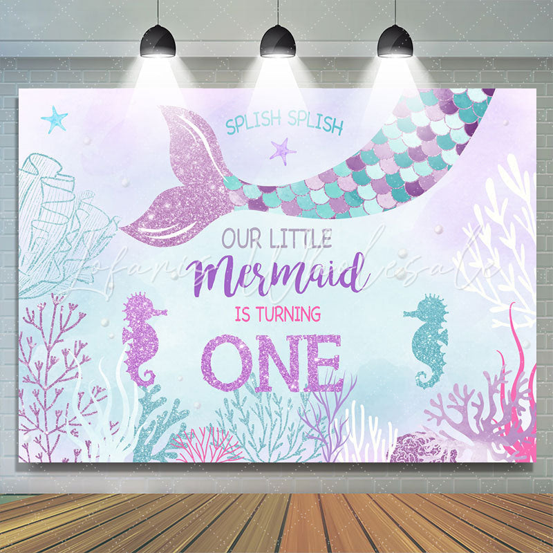 Lofaris Our Little Mermaid Is Turning 1st Birthday Backdrop