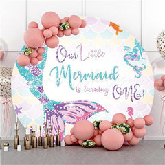 Lofaris Our Little Mermaid Is Turning 1st Round Birthday Backdrop