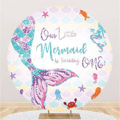 Lofaris Our Little Mermaid Is Turning 1st Round Birthday Backdrop