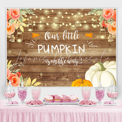 Lofaris Pink Rose And Pumpkin Lights Backdrop for Baby Shower