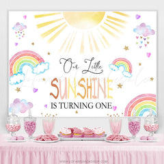 Lofaris Our Little Sunshine Is Turning One Birthday Backdrop