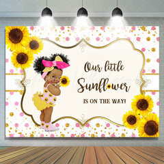 Lofaris Sunflowers With Pink Spot Glitter Baby Shower Backdrop