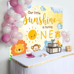 Lofaris Our Sunshine Cartoon Animals 1st Birthday Backdrop