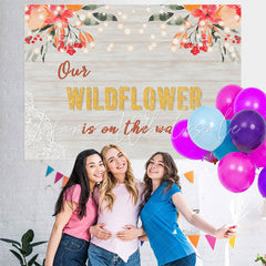 Lofaris Our Wildflower Is On The Way Floral Lace Baby Shower Backdrop