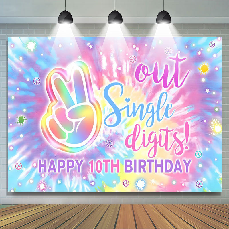 Lofaris Out Single Digits Watercolor 10th Birthday Backdrop