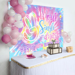 Lofaris Out Single Digits Watercolor 10th Birthday Backdrop