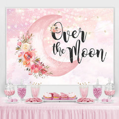 Lofaris Over The Moon And Flower Baby Shower Backdrop For Girl