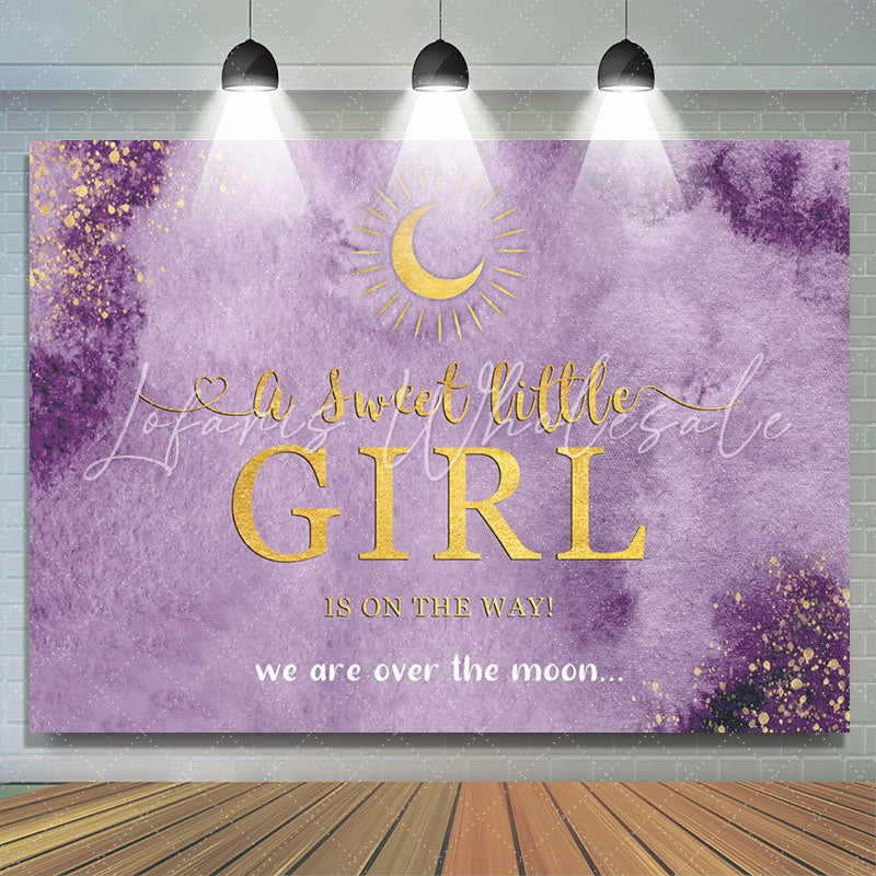 Lofaris Over The Moon Purple Baby Shower Backdrop For Girl