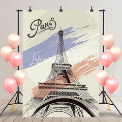 Lofaris Painted Paris Eiffel Tower Birthday Party Backdrop