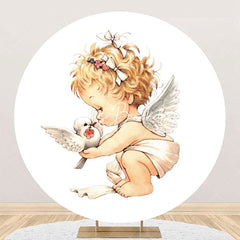 Lofaris Painting White Pigeon Angel Baby Baptism Backdrop