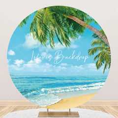 Lofaris Palm Tree Sandy Hawaii Beach Round Birthday Backdrop