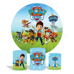 Paw Patrol Theme Birthday Party Round Backdrop Cover Plinth Cover