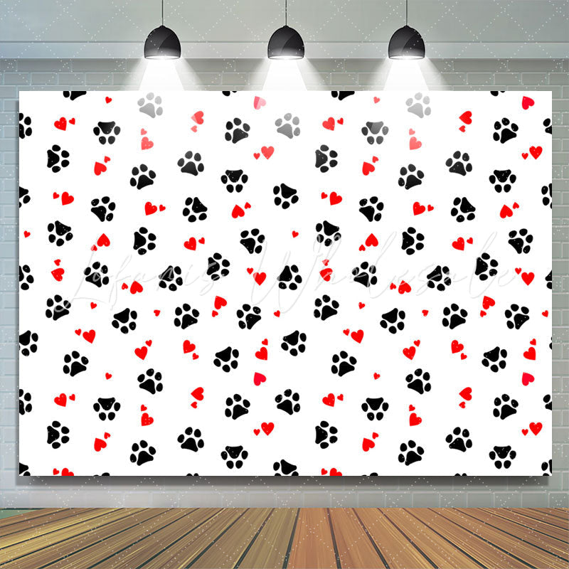 Lofaris Paw Print Heart Patterns Step And Repeat Backdrop