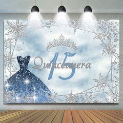 Lofaris Peace Blue Winter Snowflake Happy 15Th Birthday Backdrop