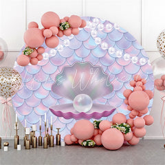 Lofaris Pearl Mermaid Theme Circle Happy Birthday Backdrop