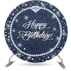 Lofaris Pearl Necklace Diamond Denim Round Birthday Backdrop