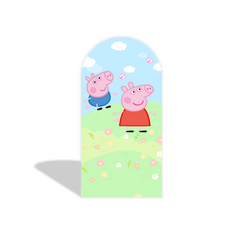 Peppa Pig Theme Birthday Party Arch Backdrop Wall Cloth Cover