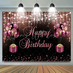 Lofaris Pink And Black Ballon Glitter Bokeh Birthday Backdrop