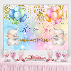 Lofaris Pink And Blue Glitter Elephants Gender Reveal Backdrop