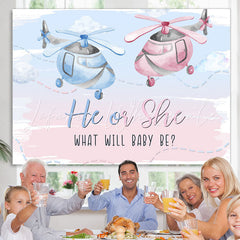 Lofaris Pink And Blue Helicopter Backdrops For Baby Shower