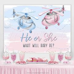 Lofaris Pink And Blue Helicopter Backdrops For Baby Shower