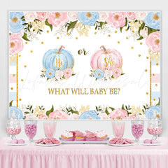 Lofaris Pink and Blue Pimpkins Floral Baby Shower Backdrop