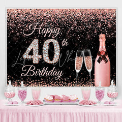 Lofaris Pink And Glitter Happy 40Th Birthday Backdrop For Woman