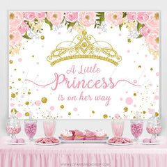 Lofaris Pink And Gold Crown Little Princess Baby Shower Backdrop