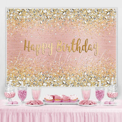 Lofaris Pink and Gold Dot Glitter Happy Birthday Backdrop