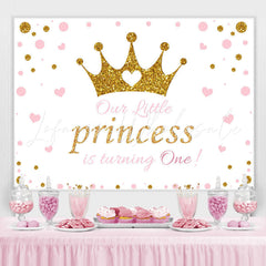 Lofaris Pink and Golden Crown Happy 1St Birthday for Princess