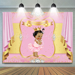 Lofaris Pink And Golden Diamond Baby Shower Backdrop For Girl