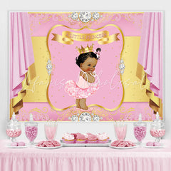 Lofaris Pink And Golden Diamond Baby Shower Backdrop For Girl