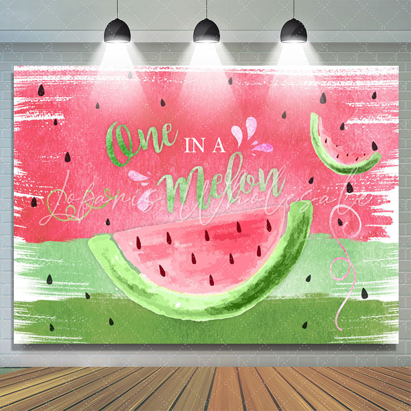 Lofaris Pink And Green One In A Melon Happy Birthday Backdrop