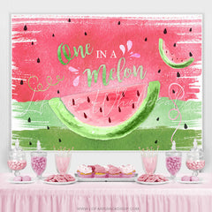 Lofaris Pink And Green One In A Melon Happy Birthday Backdrop